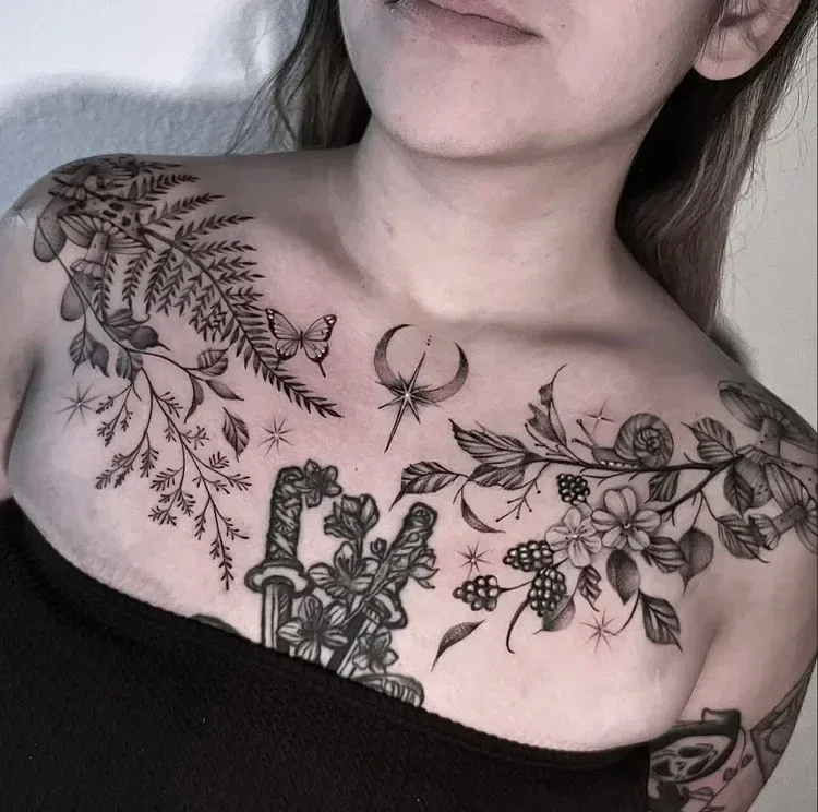 Botanical chest piece — Jax Baiza